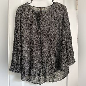 NWT Stetson Top Blouse Front Buttons Long Sleeve Roundneck Back Slit Size:Medium